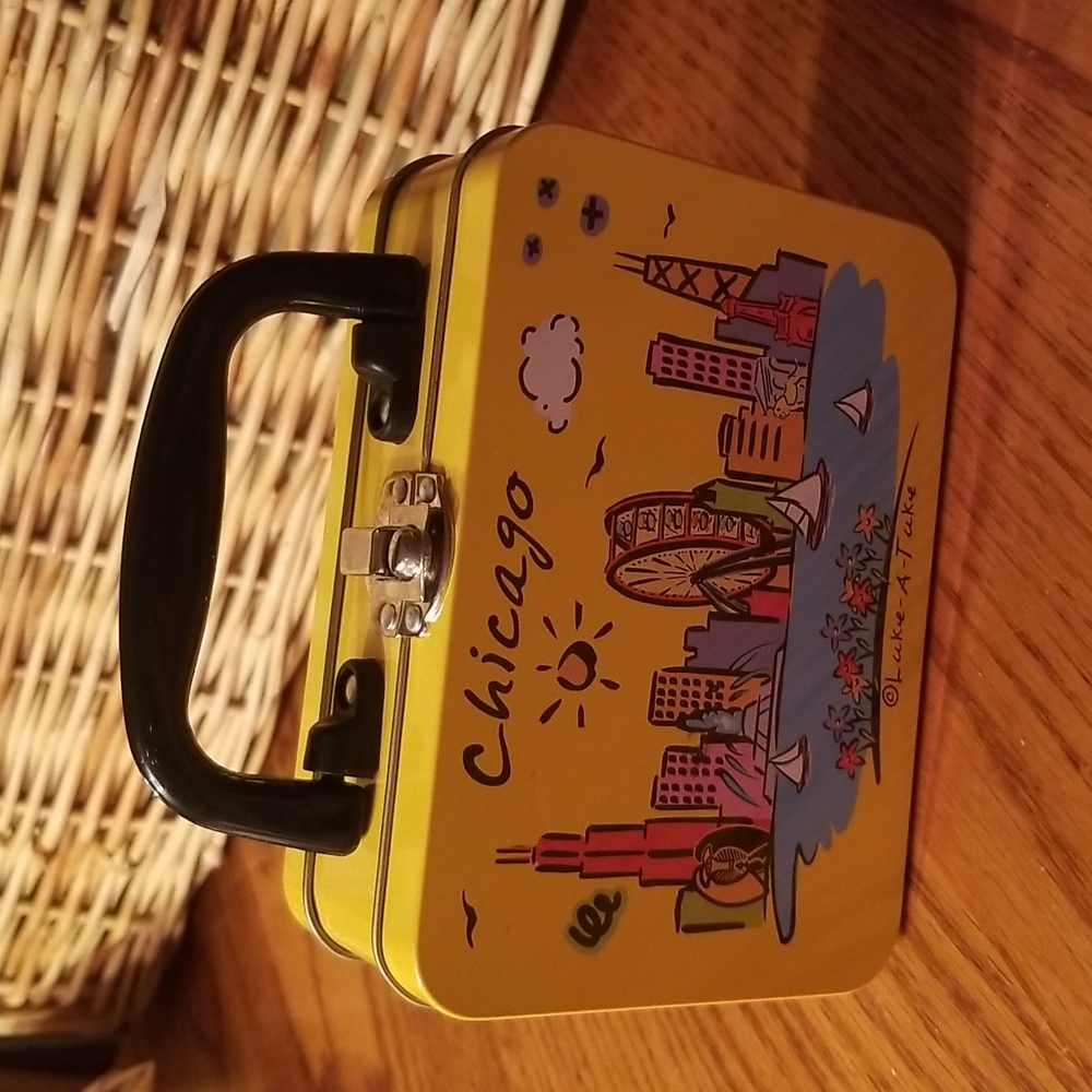 Luke-A-Tuke Chicago Yellow Metal Case with handle, never used